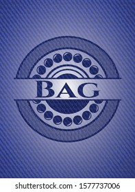 Bag  emblem with jean texture. Vector Illustration. Detailed.