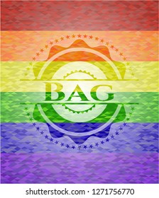 Bag  emblem on mosaic background with the colors of the LGBT flag