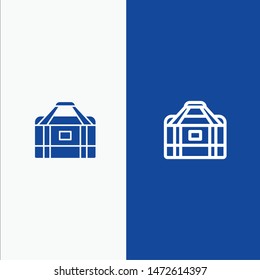 Bag, Equipment, Gym, Sports Line and Glyph Solid icon Blue banner Line and Glyph Solid icon Blue banner