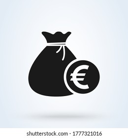 saca dinero en euros. ilustración de diseño de iconos simple y moderno.
