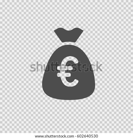 Bag of euros vector icon eps 10 on transparent background.