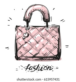 bag fas, hion hand drawn sketchvector illustration