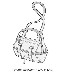 Bag Fashion flat technical drawing vector template