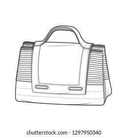 Bag Fashion flat technical drawing vector template