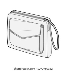 Bag Fashion flat technical drawing vector template