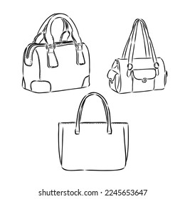 Bag female, male, unisex isolated on white background. Vector illustration of a sketch style.