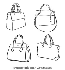 Bag female, male, unisex isolated on white background. Vector illustration of a sketch style.