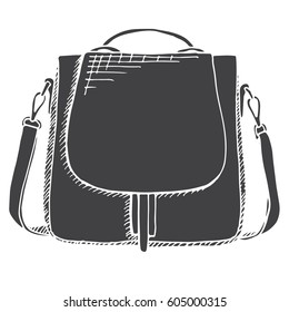 Bag female, male, unisex isolated on white background. Vector illustration of a sketch style.