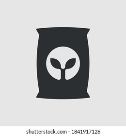 Bag of fertilizer. Simple black and white icon