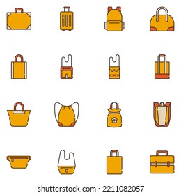 Bag-gefüllte Line-Icon-Set, Vektorgrafik