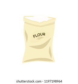 A bag filled out with flour. Vector cartoon illustration