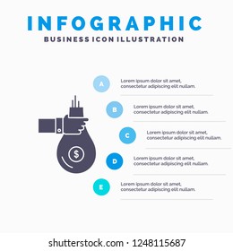 Bag, finance, give, investment, money, offer Infographics Template for Website and Presentation. GLyph Gray icon with Blue infographic style vector illustration.