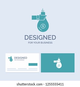 Bag, finance, give, investment, money, offer Business Logo Glyph Icon Symbol for your business. Turquoise Business Cards with Brand logo template.