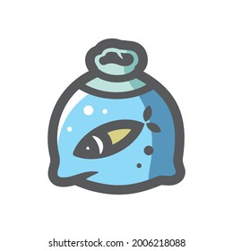 Bag Fish Fishbowl Vector icon Cartoon illustration