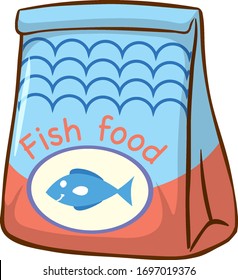 Bag of fish food on white background illustration
