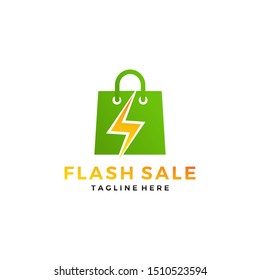 Bag flash Sale energy electric shop logo design concept