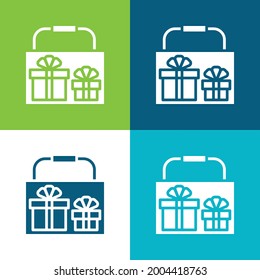 Bag Flat four color minimal icon set