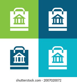 Bag Flat four color minimal icon set
