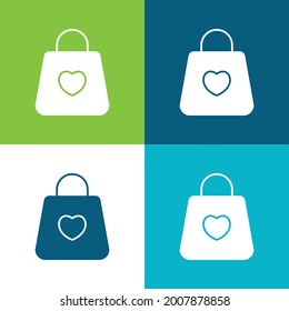 Bag Flat four color minimal icon set