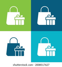 Bag Flat four color minimal icon set