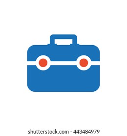Bag Flat icon and Logo design  blue, orange
