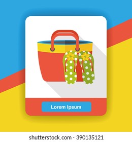 bag and flip flop flat icon