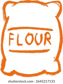 Bag of Flour Baking Kitchen Related Icon Crayon Chalk Drawing Vector