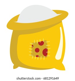 Bag of flour flat cartoon icon. Vector illustration for design and web isolated on white background. 
