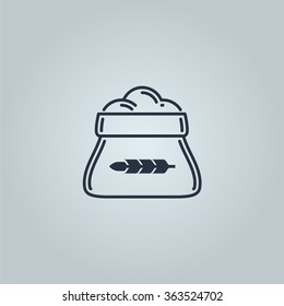 bag with flour icon. Icon is ready for print in any size. Made as gliphicon for web using