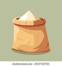 bag of flour, powder, mill, grind, wheat, grain, cardboard vector illustration