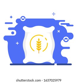 Bag of flour. Sack of wheat vector icon.