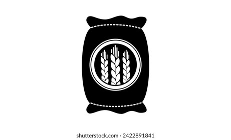 bag of flour sign, black isolated silhouette