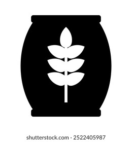 Bag of flour silhouette icon. Vector.