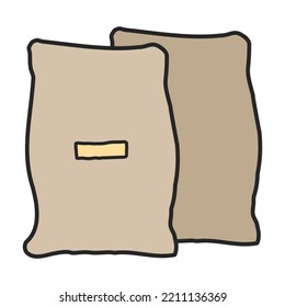 Bolsa del icono del vector de harina.Icono del vector de color aislado en la bolsa de fondo blanca de harina.