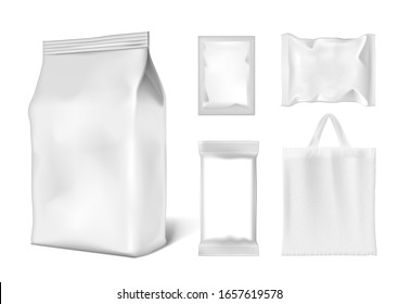 Bag, Foil Doypack, Sachet Pouch Products Package Set. EPS10 Vector