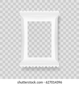 Bag For Food Or Snack With Transparent Window And Shadow Template. EPS10 Vector