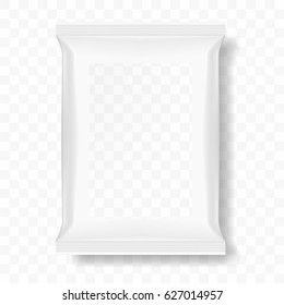 Bag For Food Or Snack With Transparent Window And Shadow Template. EPS10 Vector