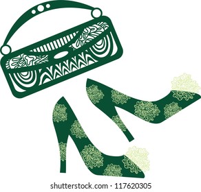 Bag and footwear pattern vector illustration