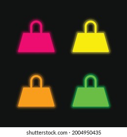 Bag four color glowing neon vector icon