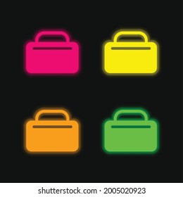 Bag four color glowing neon vector icon