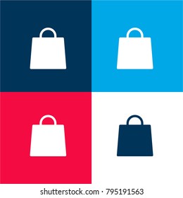 Bag four color material and minimal icon logo set in red and blue
