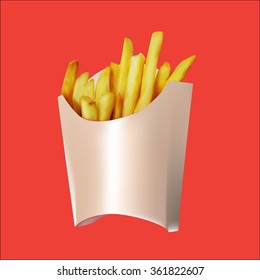 a bag of French fries paper, vector