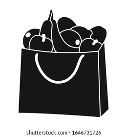 Bag of fruit vector icon.Black vector icon isolated on white background bag of fruit.
