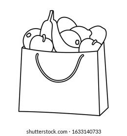 Bag of fruit vector icon.Outline,line vector icon isolated on white background bag of fruit.