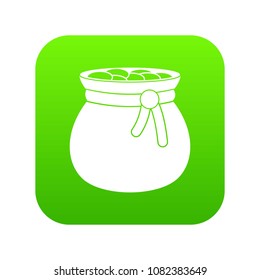 Bag full of gold coins icon digital green for any design isolated on white vector illustration