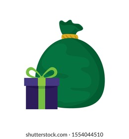 bag with gift box presents isolated icon vector illustration design