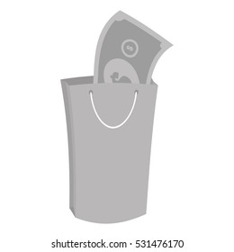 bag gift present with bill money gray color vector illustration eps 10