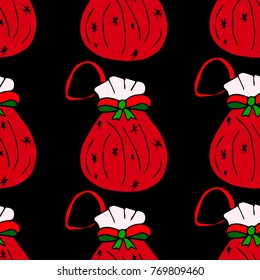 A bag with gifts vector illustration. Doodle style. Design, print, decor, textile, paper