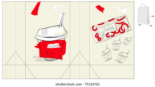 Bag with glass of juice