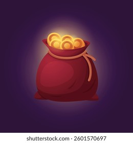 Bag of gold – glowing treasure sack filled with coins